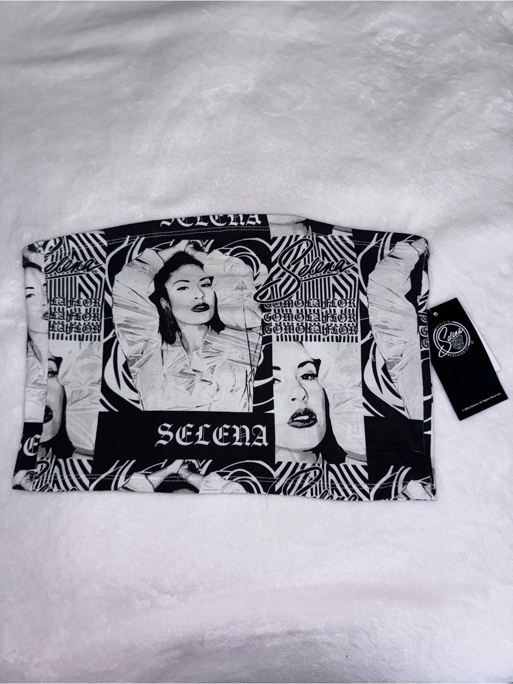 Forever 21 X Selena Black and White Selena Graphic Bandeau Tank